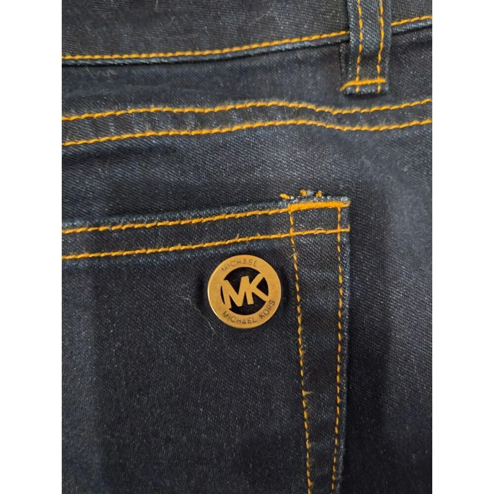 MK Michael Kors Dark Wash Women's Cuffed Denim Shorts Size 10 Jean Shorts